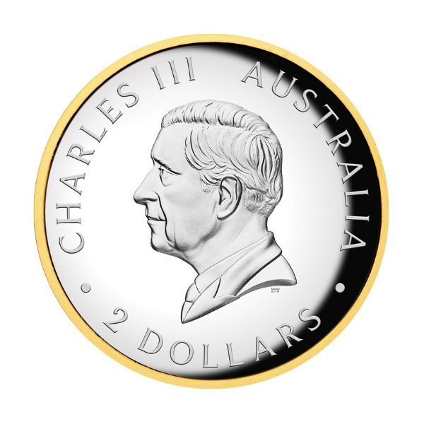 2024 $2 Australian Kookaburra 2oz Silver Proof High Relief Gilded Coin