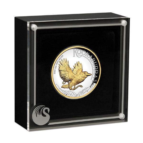 2024 $2 Australian Kookaburra 2oz Silver Proof High Relief Gilded Coin