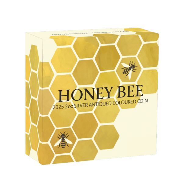 2025 $2 Honey Bee Antiqued Coloured 2oz Silver Coin