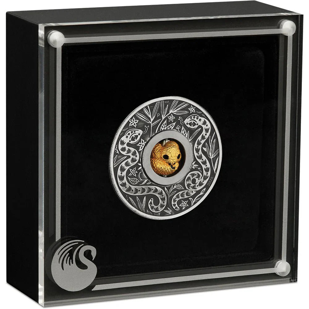 2025 Year Of The Snake Rotating Charm 1oz Silver Antiqued Coin