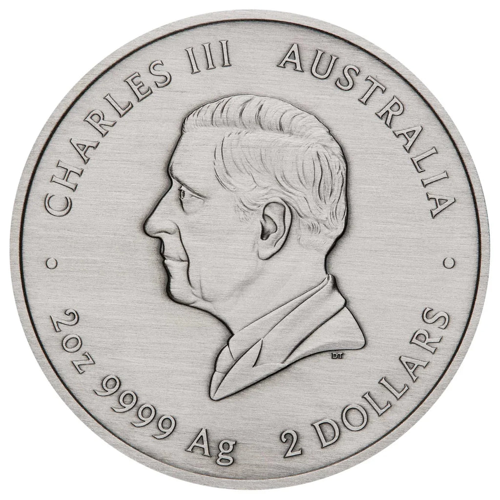 Emu Utingat 2025 2oz Silver Antiqued Coloured Coin