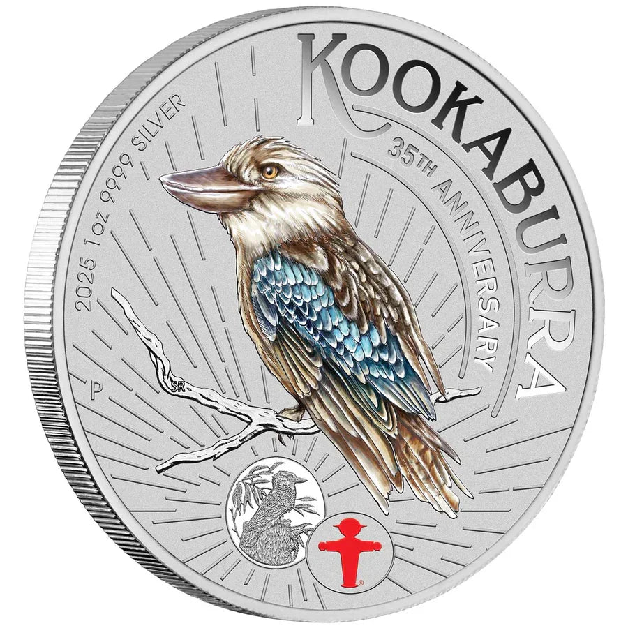 Australia Kookaburra 2025 $1 World Money Fair Coloured 1oz Silver Coin