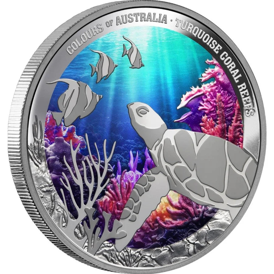 Colours of Australia 2025 $1 Turquoise Coral Reefs 1oz Silver Proof Coin