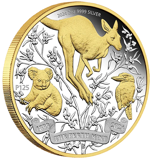 2024 The Perth Mint's 125th Anniversary Gilded 2oz Silver Proof