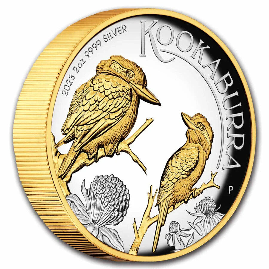 2023 AUS 2 Oz Silver Gilded Australian Kookaburra Proof