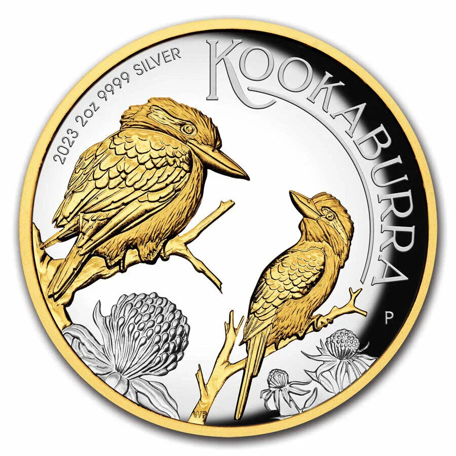 2023 AUS 2 Oz Silver Gilded Australian Kookaburra Proof