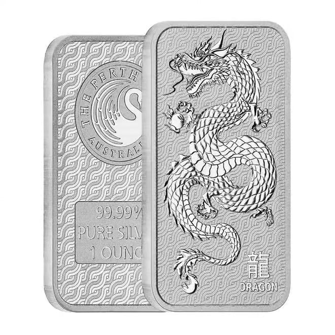 1 oz Perth Mint Lunar Dragon Silver Bar